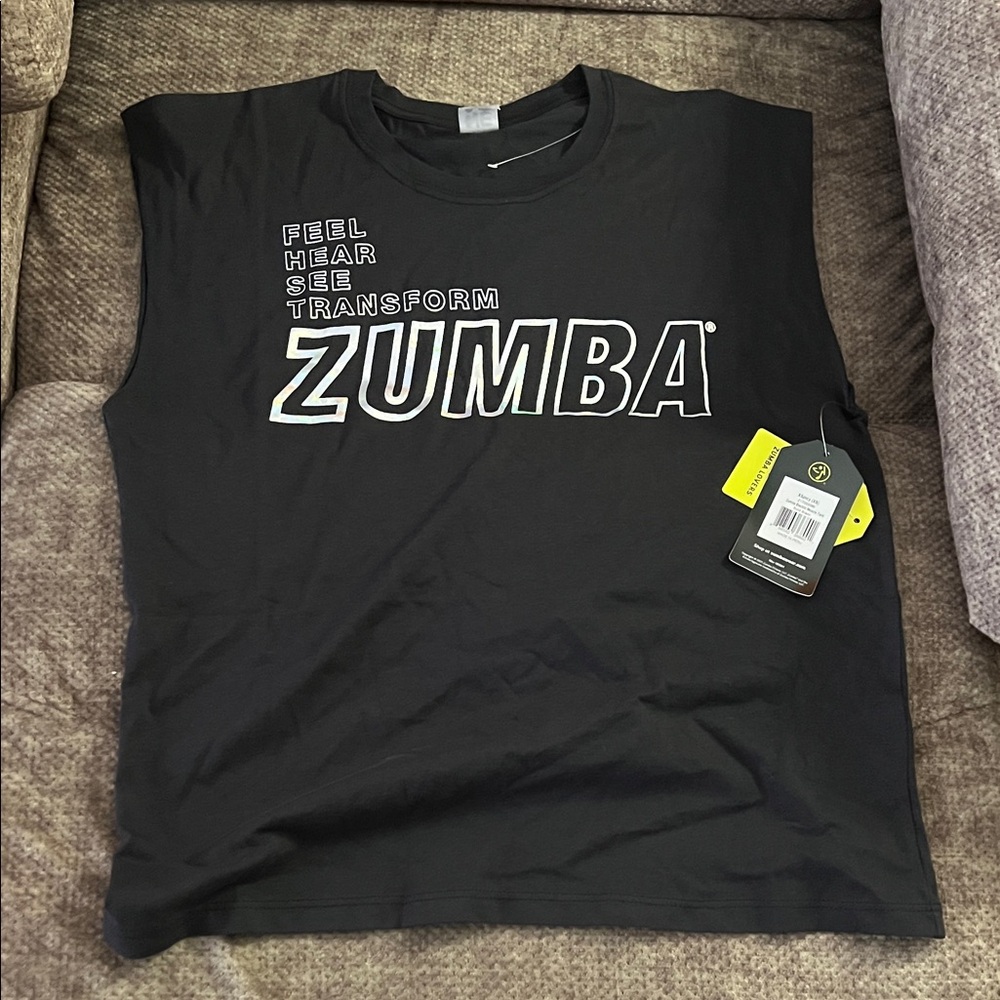 Zumba Fitness Black Tee with Yellow Tag